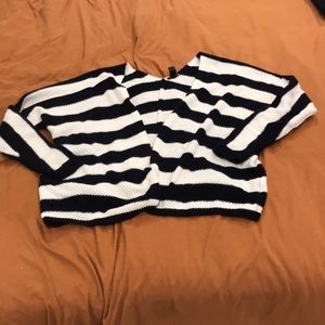 Forever 21 navy blue and white striped cardigan size medium